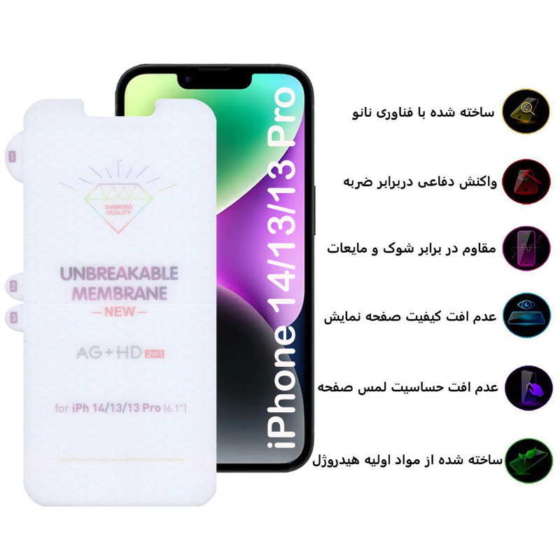 گلس گوشی اپل iPhone 14 / 13 / 13 Pro بوف مدل Hydrogel-Double-G - Buff Hydrogel-Double-G iPhone 14 / 13 / 13 Pro screen protector