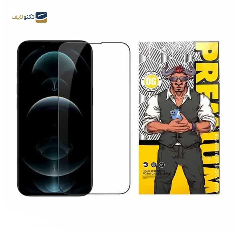 گلس گوشی اپل iPhone 13 اوجی مدل شیشه ای فول چسب 9H - 