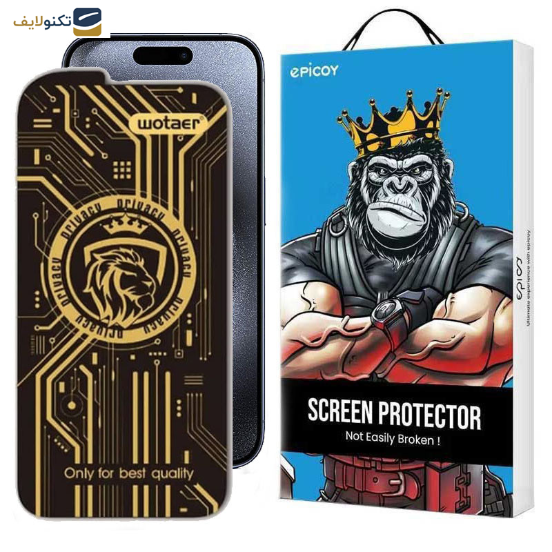 گلس گوشی اپل iPhone 15 اپیکوی مدل Wotaer Privacy حریم شخصی  - Glass Screen Protector Epicoy Wotaer Privacy For Apple iPhone 15