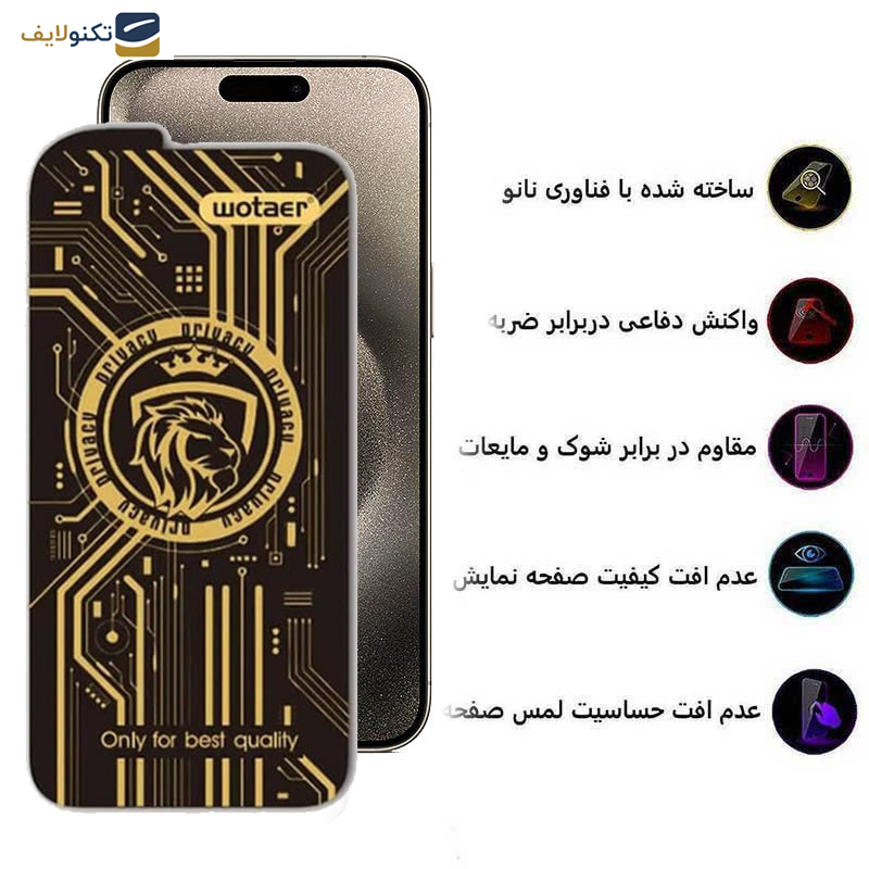 گلس گوشی اپل iPhone 15 Pro Max  اپیکوی مدل Wotaer Privacy حریم شخصی - Glass Screen Protector Epicoy Wotaer Privacy For Apple iPhone 15 Pro Max