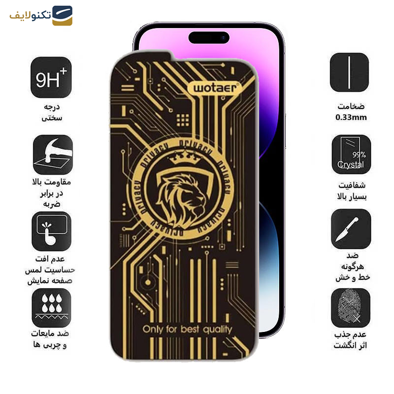 گلس گوشی  اپل iPhone 14 Pro Max اپیکوی مدل Wotaer Privacy حریم شخصی - Glass Screen Protector Epicoy Wotaer Privacy For Apple iPhone 14 Pro Max