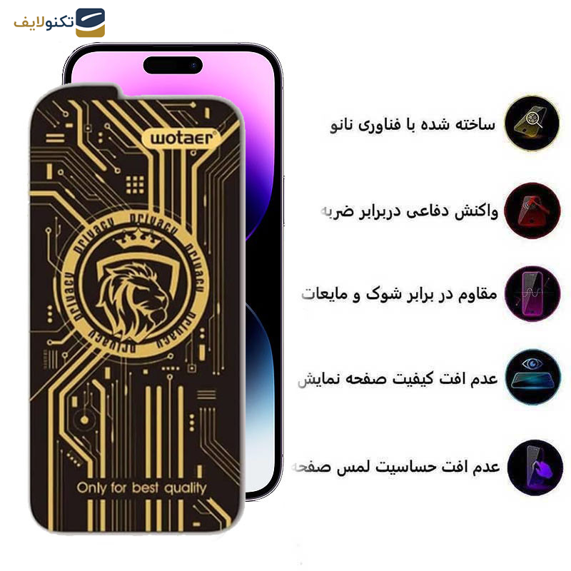 گلس گوشی  اپل iPhone 14 Pro Max اپیکوی مدل Wotaer Privacy حریم شخصی - Glass Screen Protector Epicoy Wotaer Privacy For Apple iPhone 14 Pro Max