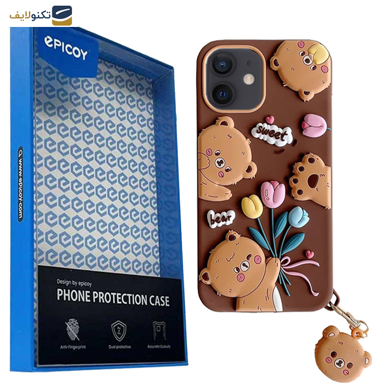 کاور گوشی اپل iPhone 12 - 12 Pro اپیکوی مدل Chubby Bear به همراه آویز - Epicoy Chubby Bear Cover For Apple iPhone 12 - 12 Pro With Hanging