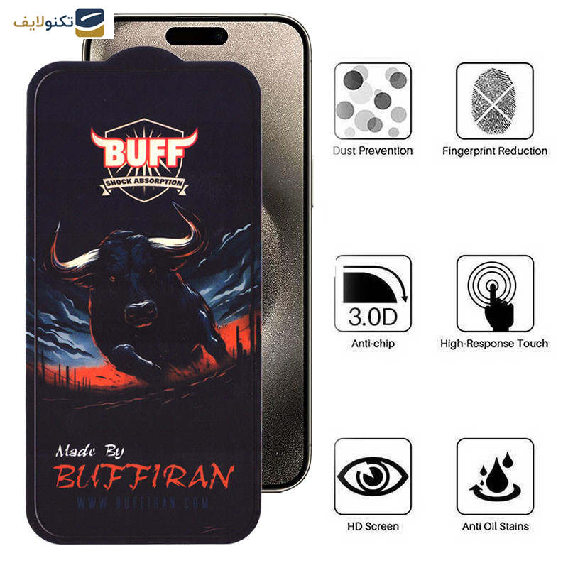 گلس گوشی اپل iPhone 15 Pro Max بوف مدل BullRun Crystal Pro-G - Buff BullRun Crystal Pro-G Glass Screen Protector For Apple iPhone 15 Pro Max