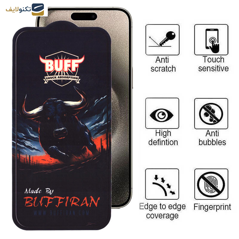 گلس گوشی اپل iPhone 15 Pro Max بوف مدل BullRun Crystal Pro-G - Buff BullRun Crystal Pro-G Glass Screen Protector For Apple iPhone 15 Pro Max