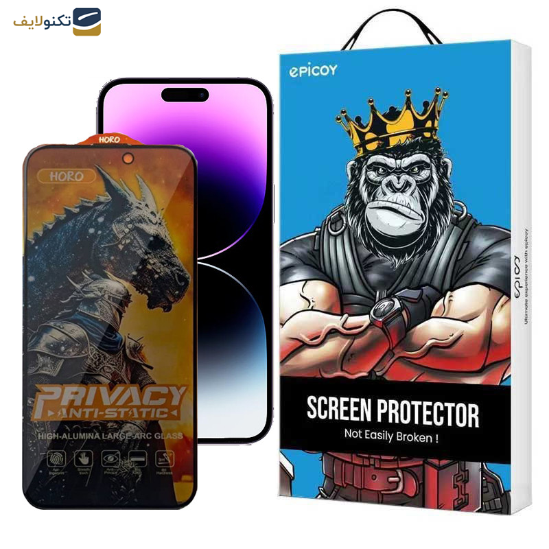 محافظ صفحه نمایش حریم شخصی گوشی اپل iPhone 14 Pro Max اپیکوی مدل Knight Privacy  - Epicoy Knight Privacy Glass Screen Protector For Apple iPhone 14 Pro Max
