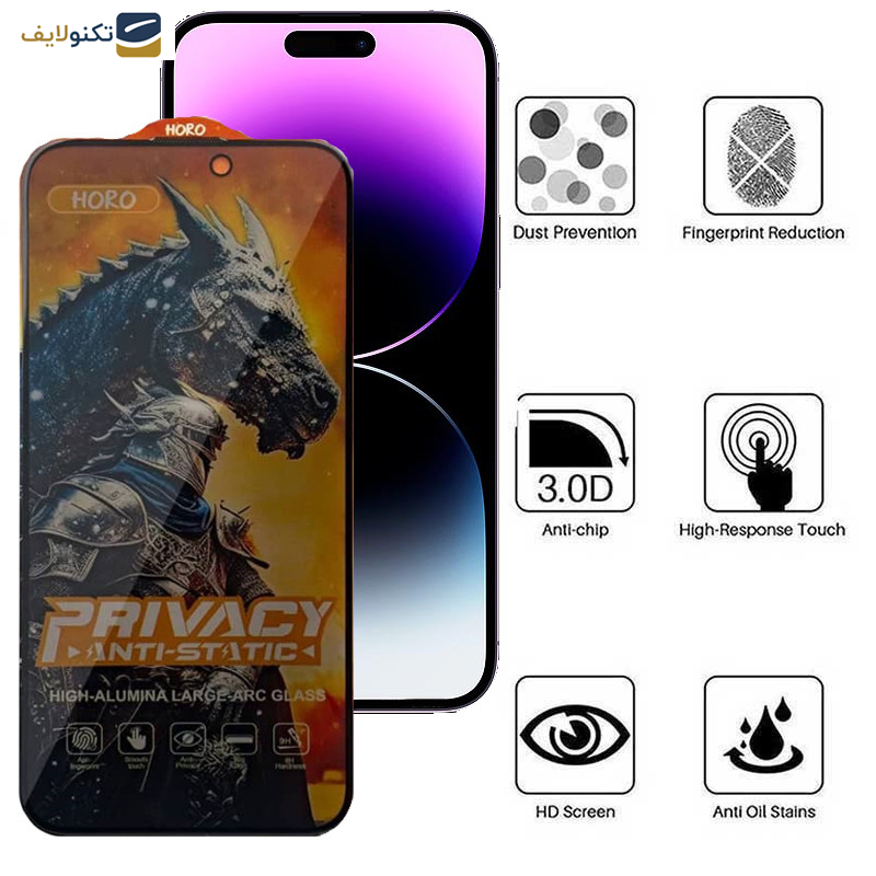 محافظ صفحه نمایش حریم شخصی گوشی اپل iPhone 14 Pro Max اپیکوی مدل Knight Privacy  - Epicoy Knight Privacy Glass Screen Protector For Apple iPhone 14 Pro Max