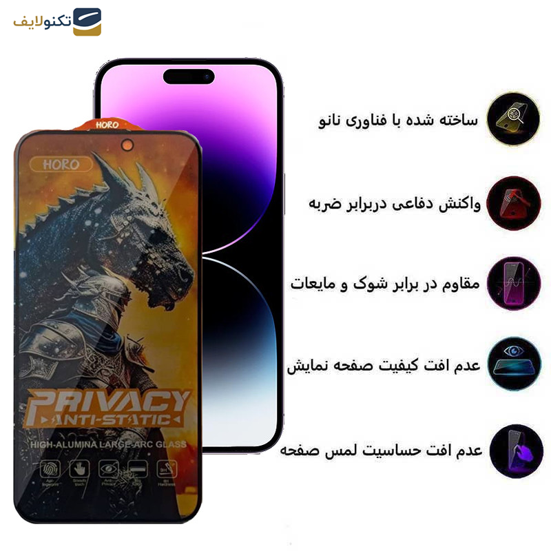 محافظ صفحه نمایش حریم شخصی گوشی اپل iPhone 14 Pro Max اپیکوی مدل Knight Privacy  - Epicoy Knight Privacy Glass Screen Protector For Apple iPhone 14 Pro Max