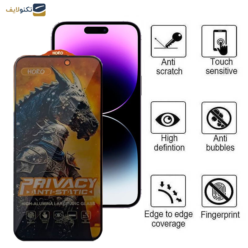 محافظ صفحه نمایش حریم شخصی گوشی اپل iPhone 14 Pro Max اپیکوی مدل Knight Privacy  - Epicoy Knight Privacy Glass Screen Protector For Apple iPhone 14 Pro Max