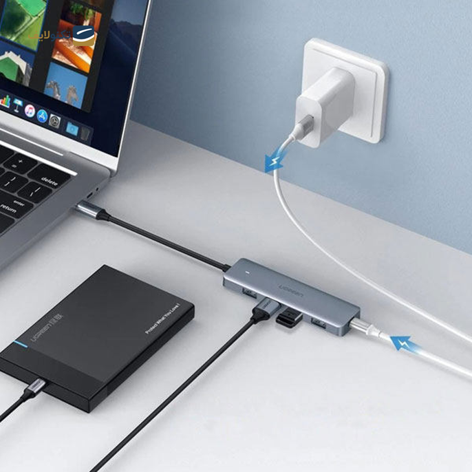 هاب USB-C یوگرین 4 پورت CM219 مدل 70336 - UGREEN CM219-70336 4 Port USB-C Hub