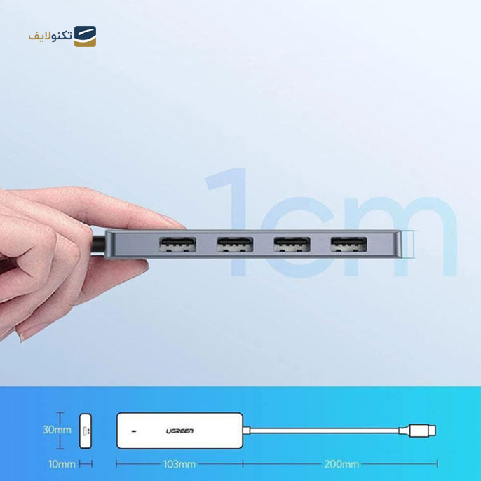 هاب USB-C یوگرین 4 پورت CM219 مدل 70336 - UGREEN CM219-70336 4 Port USB-C Hub