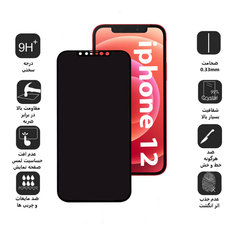 گلس گوشی اپل Iphone 12 بوف حریم شخصی مدل Pr33 - Buff Pr33 Iphone 12 privacy Screen Protector