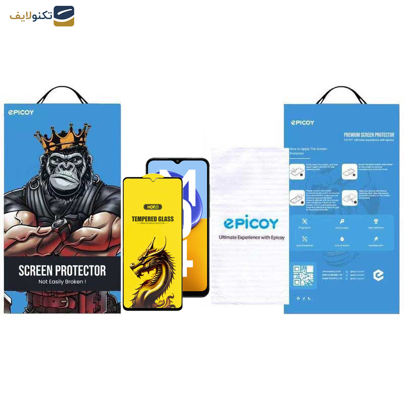 گلس گوشی سامسونگ Galaxy M04 4G- M02 4G- M12 4G (India)- F12 4G- F02s 4G اپیکوی مدل Golden Dragon - Epicoy Golden Dragon Glass Screen Protector For Samsung Galaxy M04 4G- M02 4G- M12 4G India- F12 4G- F02s 4G