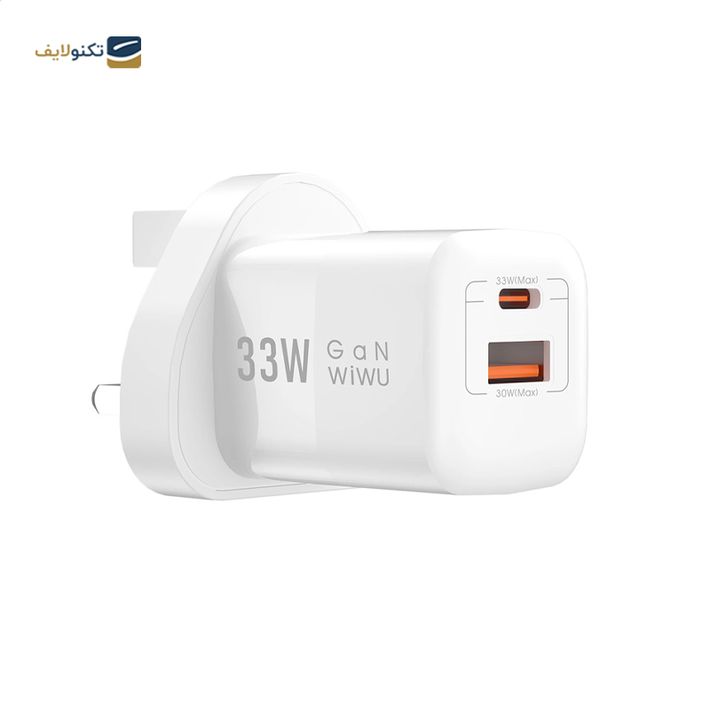 شارژر دیواری 3 پین ویوو مدل Wi-U008 توان 33 وات - WiWU Wi-U008 Super Fast Charging 33W PD+QC Wall charger Fast Quick Charger