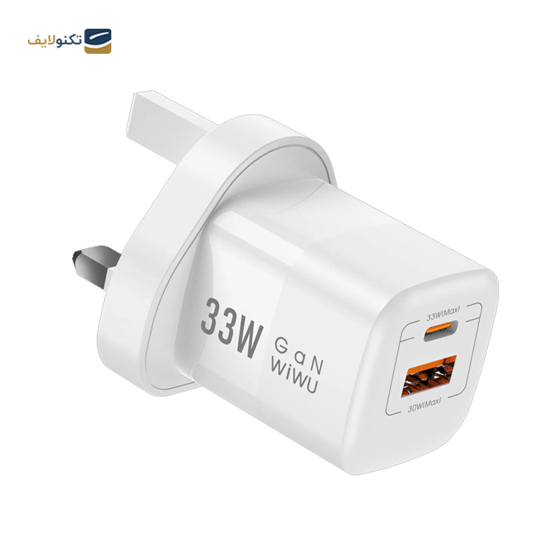 شارژر دیواری 3 پین ویوو مدل Wi-U008 توان 33 وات - WiWU Wi-U008 Super Fast Charging 33W PD+QC Wall charger Fast Quick Charger