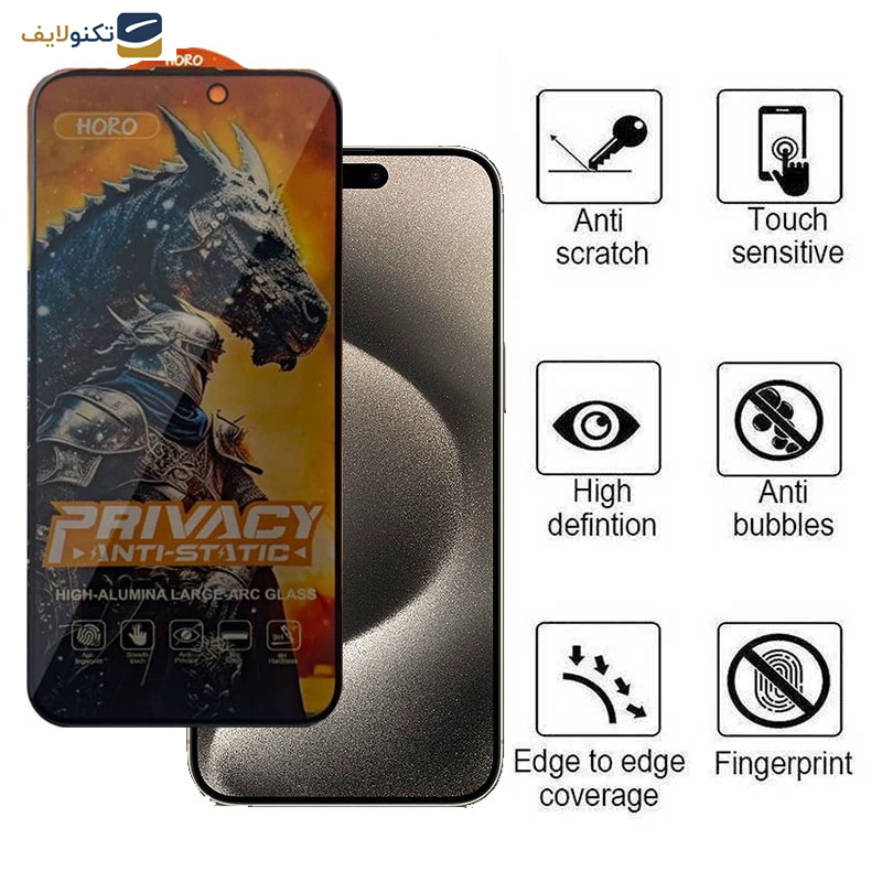 محافظ صفحه نمایش حریم شخصی گوشی اپل iPhone 15 Pro Max اپیکوی مدل Knight Privacy - Epicoy Knight Privacy Glass Screen Protector For Apple iPhone 15 Pro Max