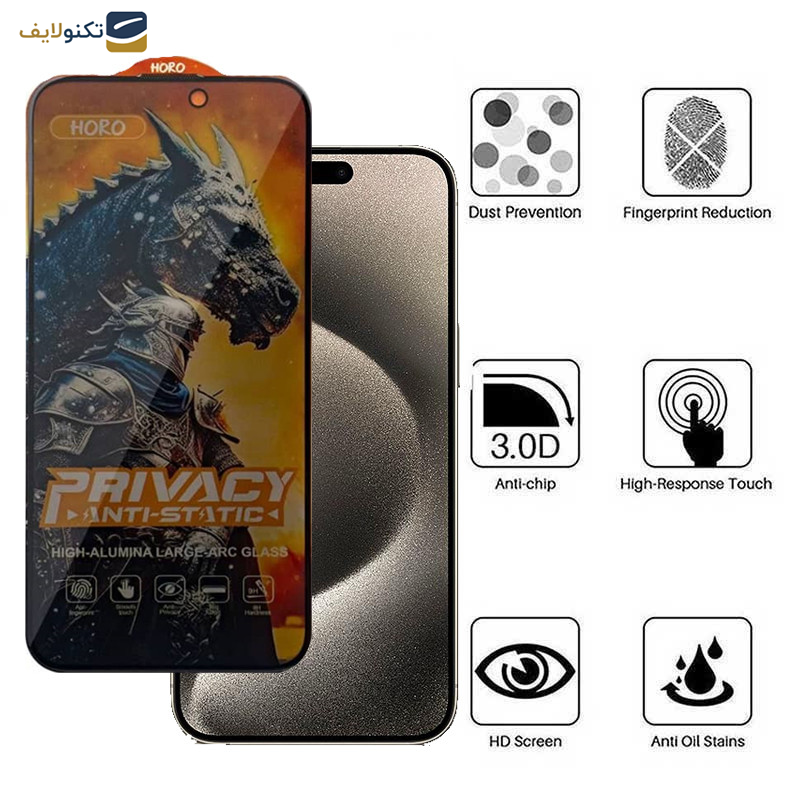 محافظ صفحه نمایش حریم شخصی گوشی اپل iPhone 15 Pro Max اپیکوی مدل Knight Privacy - Epicoy Knight Privacy Glass Screen Protector For Apple iPhone 15 Pro Max