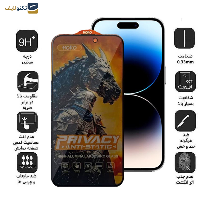محافظ صفحه نمایش حریم شخصی گوشی اپل iPhone 14 Pro اپیکوی مدل Knight Privacy - Epicoy Knight Privacy Glass Screen Protector For Apple iPhone 14 Pro