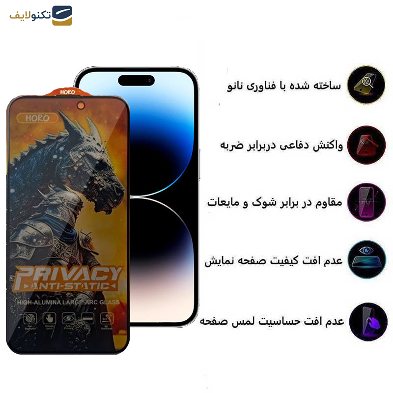 محافظ صفحه نمایش حریم شخصی گوشی اپل iPhone 14 Pro اپیکوی مدل Knight Privacy - Epicoy Knight Privacy Glass Screen Protector For Apple iPhone 14 Pro