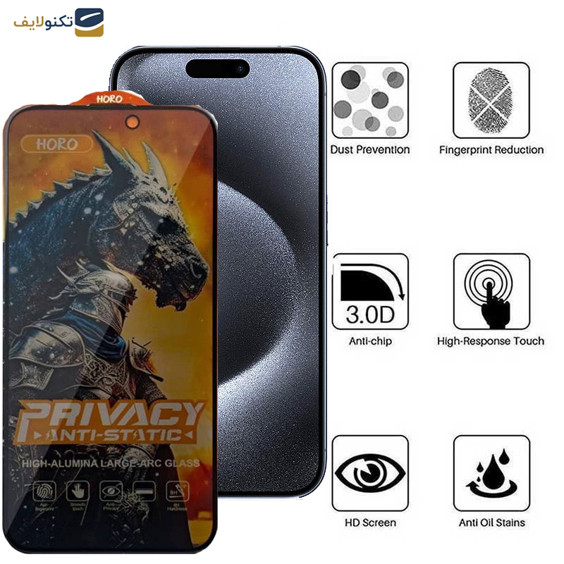 محافظ صفحه نمایش حریم شخصی گوشی اپل iPhone 15 Pro اپیکوی مدل Knight Privacy - Epicoy Knight Privacy Glass Screen Protector For Apple iPhone 15 Pro