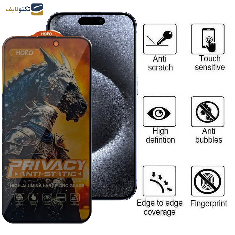 محافظ صفحه نمایش حریم شخصی گوشی اپل iPhone 15 Pro اپیکوی مدل Knight Privacy - Epicoy Knight Privacy Glass Screen Protector For Apple iPhone 15 Pro