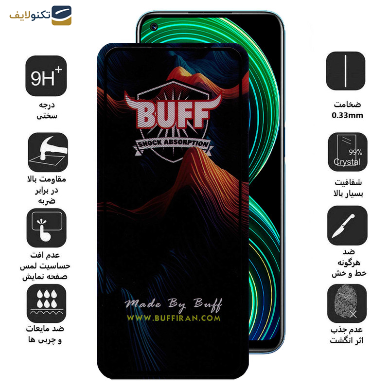 گلس گوشی ریلمی 8 Narzo 20 Pro بوف مدل Mountain - Buff Mountain Glass Screen Protector For Realme 8 5G-7 5G-6s-6-X7 Pro 5G-Narzo 30 4G-5G -Narzo 20 Pro