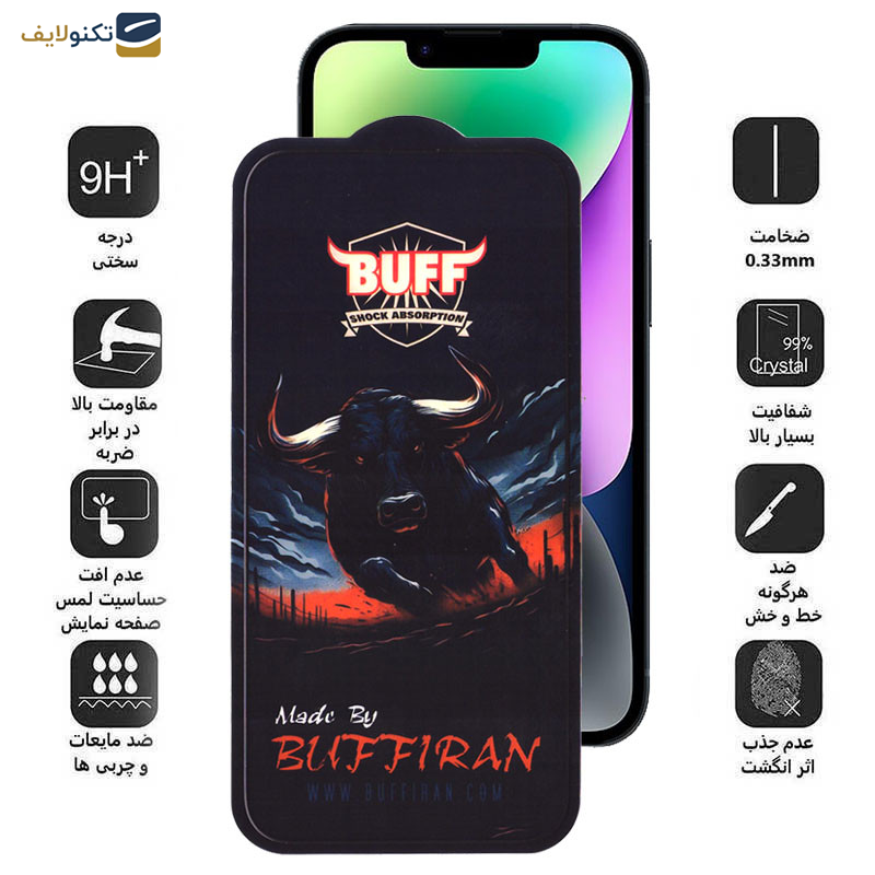 گلس گوشی اپل iPhone 13-13 Pro-14 بوف مدل BullRun Crystal Pro-G - Buff BullRun Crystal Pro-G Screen Protector For Apple iPhone 13- iPhone 13 Pro- iPhone 14