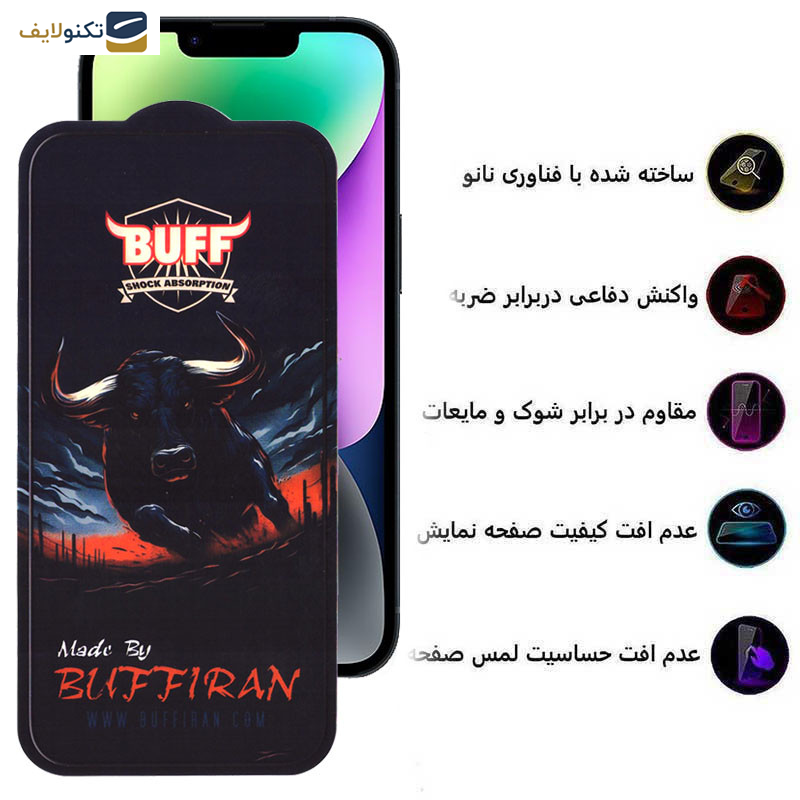 گلس گوشی اپل iPhone 13-13 Pro-14 بوف مدل BullRun Crystal Pro-G - Buff BullRun Crystal Pro-G Screen Protector For Apple iPhone 13- iPhone 13 Pro- iPhone 14