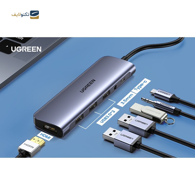 هاب USB-C یوگرین 6 پورت CM136 مدل 80132 - UGREEN CM136-80132 6 Port USB-C Hub