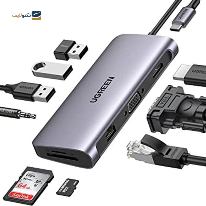 هاب USB-C یوگرین 10 پورت مدل 80133 - UGREEN CM179-80133 10 Port USB-C Hub