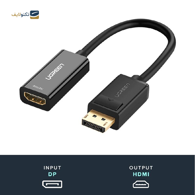 کابل Display Port به HDMI یوگرین MM137 مدل 70694 طول 25 سانتی متر - UGREEN MM137-70694 DisplayPort to HDMI Female adapter cable