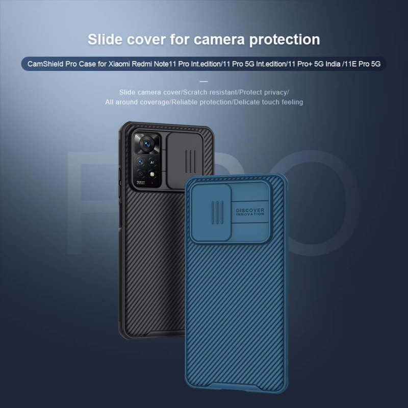 کاور گوشی شیائومی Redmi Note 11 Pro 4G Global/ Note 11 Pro 5G Global/ Note 11E Pro 5G نیلکین مدل CamShield Pro - Nillkin CamShield Pro Redmi Note 11 Pro 4G Global / Note 11 Pro 5G Global / Note 11E Pro 5G