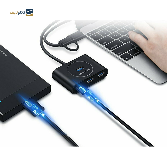 هاب USB یوگرین 4 پورت CR113 مدل 20282 کابل 0.5 متر - UGREEN CR113-20282 4 Port USB Hub 0.5m