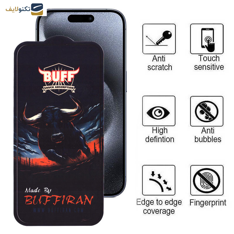 گلس گوشی اپل iPhone 15 Pro بوف مدل BullRun Crystal Pro - Buff BullRun Crystal Pro Screen Protector For Apple iPhone 15 Pro