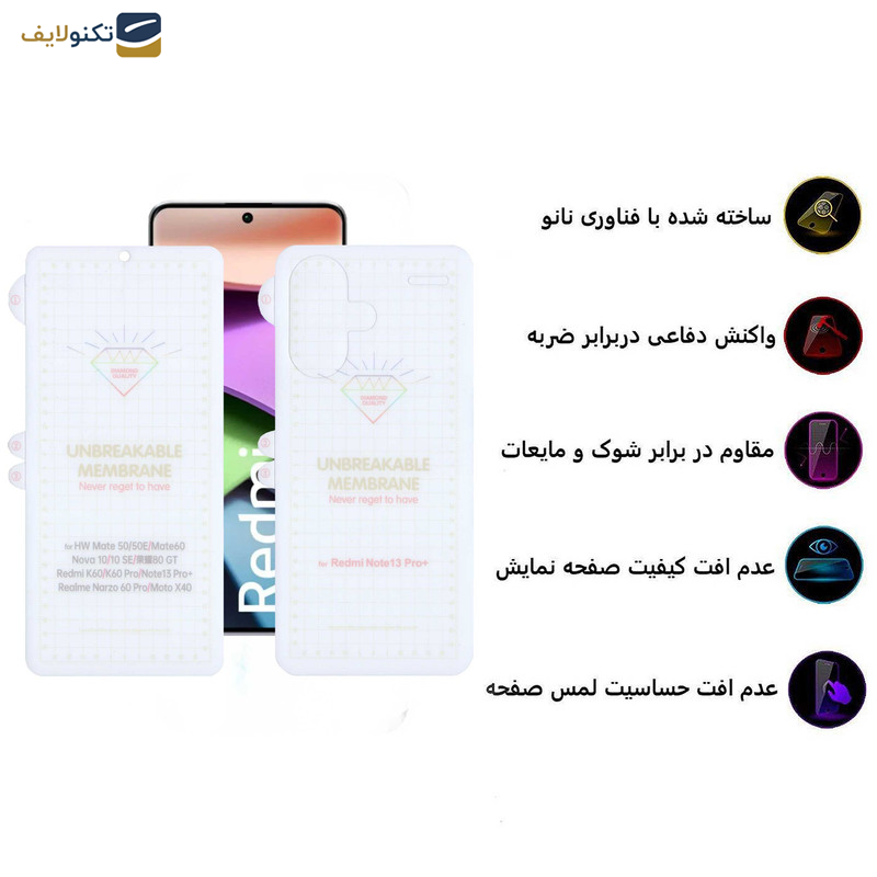 گلس گوشی شیائومی Redmi Note 13 Pro Plus بوف مدل Hydrogel به همراه محافظ پشت گوشی - Buff Hydrogel Glass Screen Protector For Xiaomi Redmi Note 13 Pro Plus