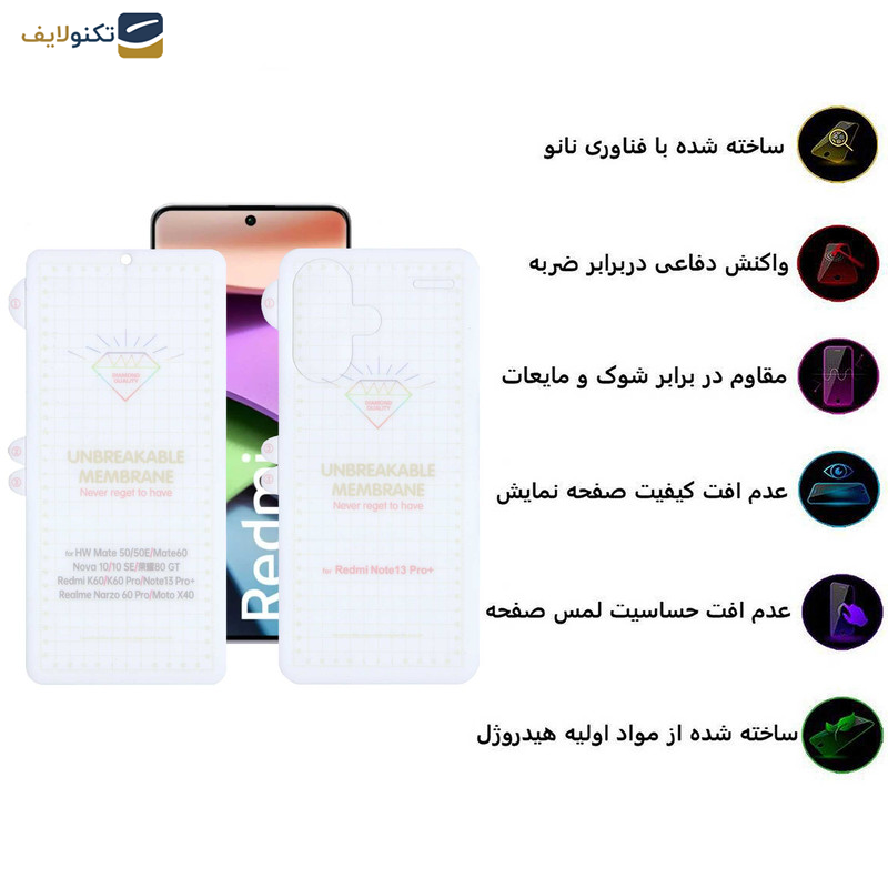 گلس گوشی شیائومی Redmi Note 13 Pro Plus بوف مدل Hydrogel-G به همراه محافظ پشت گوشی - Buff Hydrogel-G Glass Screen Protector For Xiaomi Redmi Note 13 Pro Plus