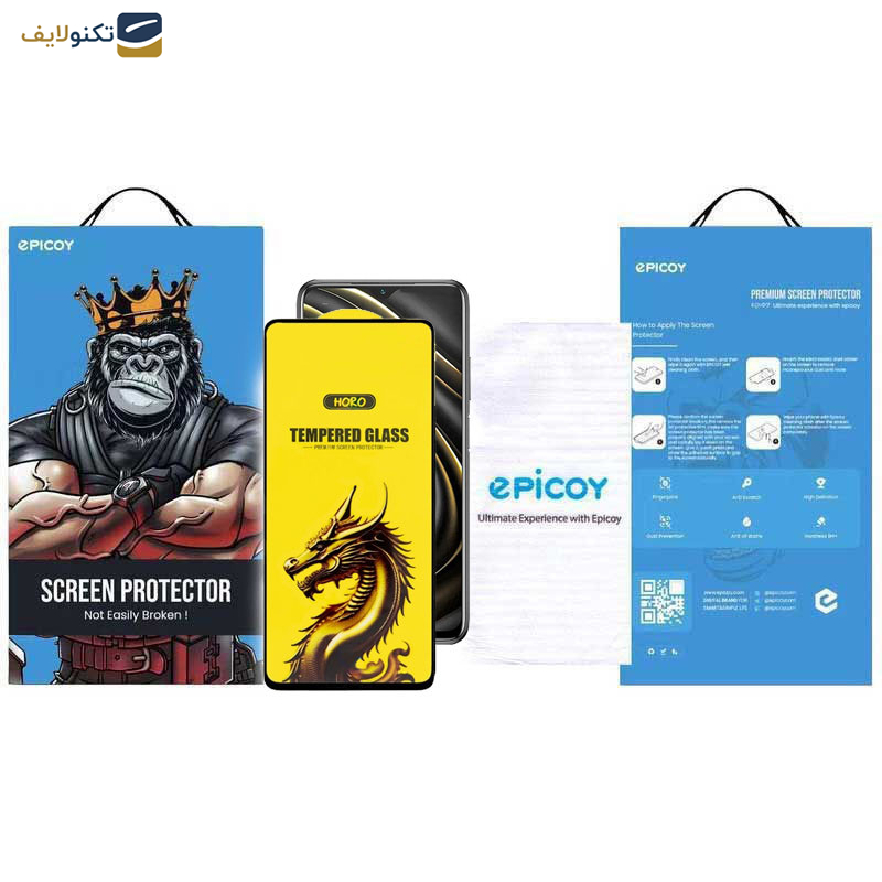 گلس گوشی شیائومی Poco M3 - M2 Reloaded - M2 4G اپیکوی مدل Golden Dragon  - Epicoy Golden Dragon Screen Protector For Xiaomi Poco M3- Poco M2 Reloaded- Poco M2 4G