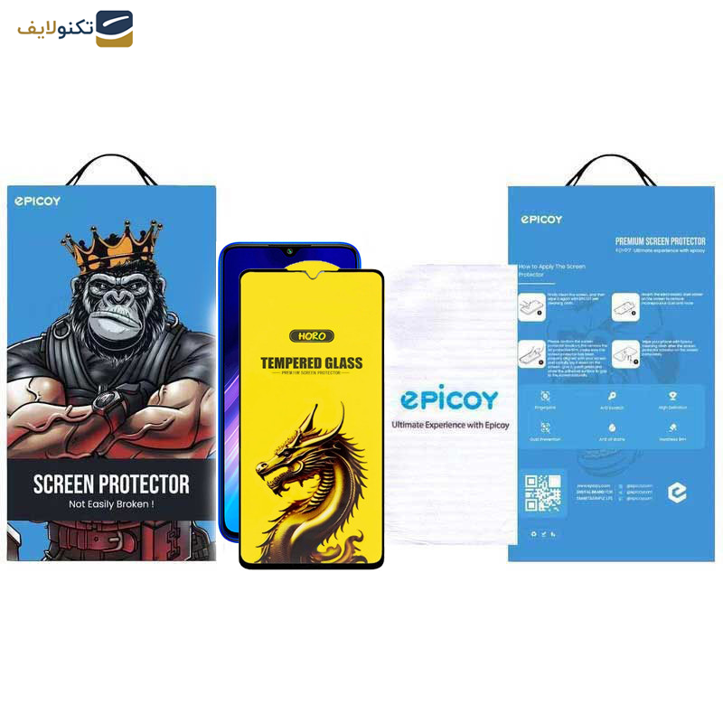 گلس گوشی شیائومی Redmi Note 8- Note 8 2021- Note 8T اپیکوی مدل Golden Dragon  - Epicoy Golden Dragon Screen Protector For Xiaomi Redmi Note 8- Note 8 2021- Note 8T