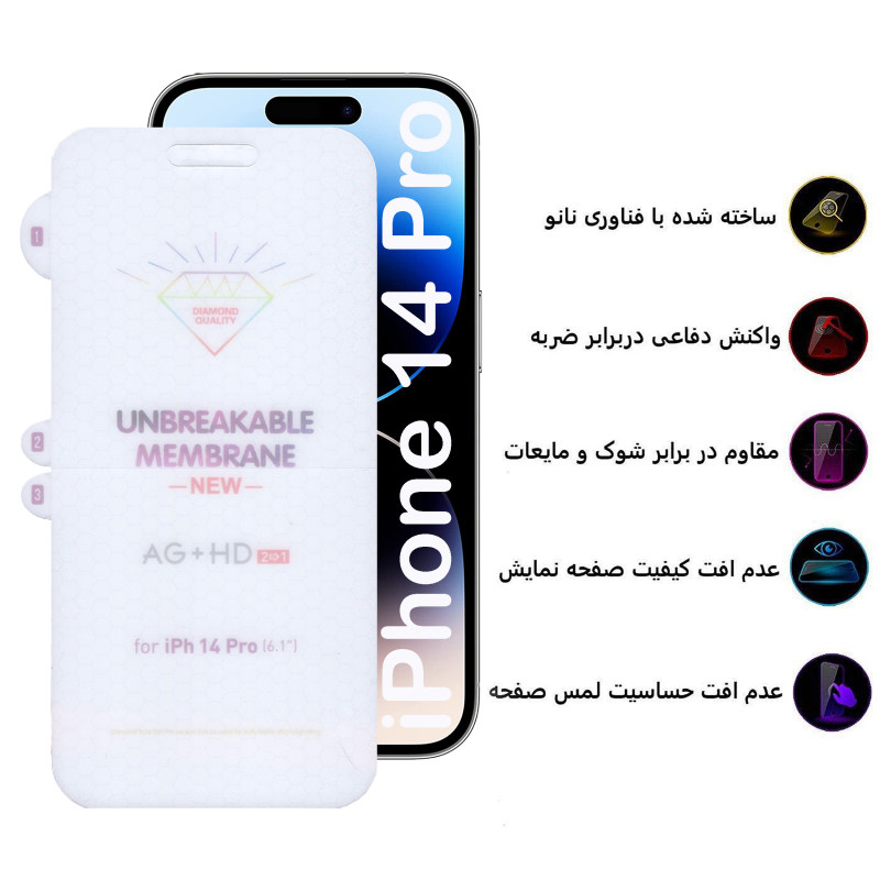 گلس گوشی اپل iPhone 14 Pro بوف مدل Hydrogel-Double - Buff Hydrogel-Double iPhone 14 Pro Screen Protector