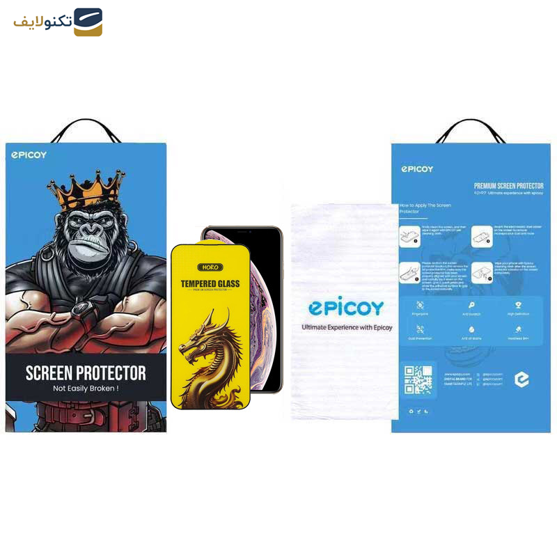 گوشی اپل iPhone 11 Pro- XS - X اپیکوی مدل Golden Dragon  - Epicoy Golden Dragon Glass Screen Protector For Apple iPhone 11 Pro- XS- X