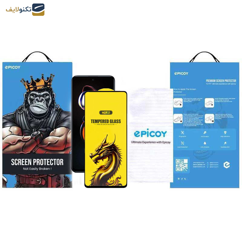 گلس گوشی شیائومی Redmi Note 12T Pro- Note 11T Pro Plus- Note 11T Pro- Note 11T 5G- Note 11S 5G اپیکوی مدل Golden Dragon - Epicoy Golden Dragon Glass Screen Protector For Xiaomi Redmi Note 12T Pro- Note 11T Pro Plus- Note 11T Pro- Note 11T 5G- Note 11S 5G