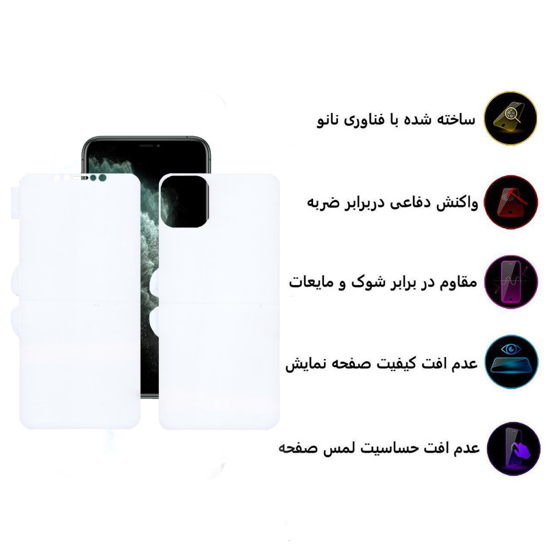 محافظ صفحه نمایش و پشت گوشی اپل iPhone 11 Pro اپیکوی مدل Hydrogel-cover - Epicoy Hydrogel-cover iPhone 11 Pro Back and Screen Protector
