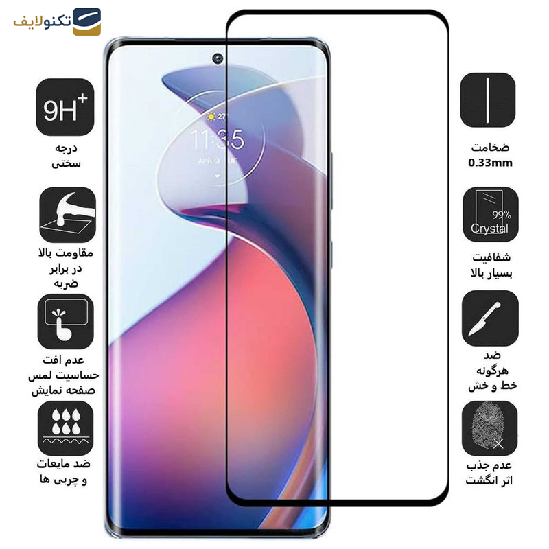 گلس گوشی موتورولا Edge 30 Fusion بوف مدل Full-Glue - Buff Full-Glue Glass Screen Protector For Motorola Edge 30 Fusion