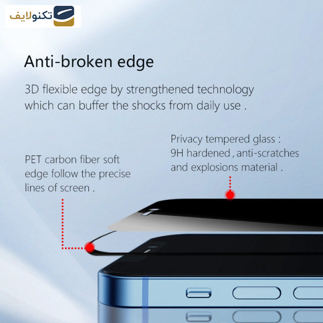 گلس حریم شخصی گوشی اپل iPhone 14 Pro کی زد دوو مدل Privacy Gss - Kzdoo Privacy Gss Screen For Apple iPhone 14 Pro