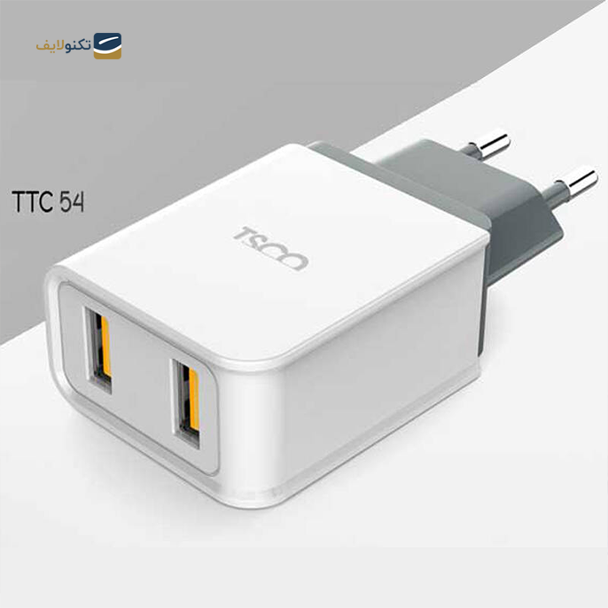  شارژر دیواری تسکو مدل TTC 54  - TSCO TTC54 2Port Qualcomm 3.0 Wall Charger With 3.0A Fast MicroUSB Cable