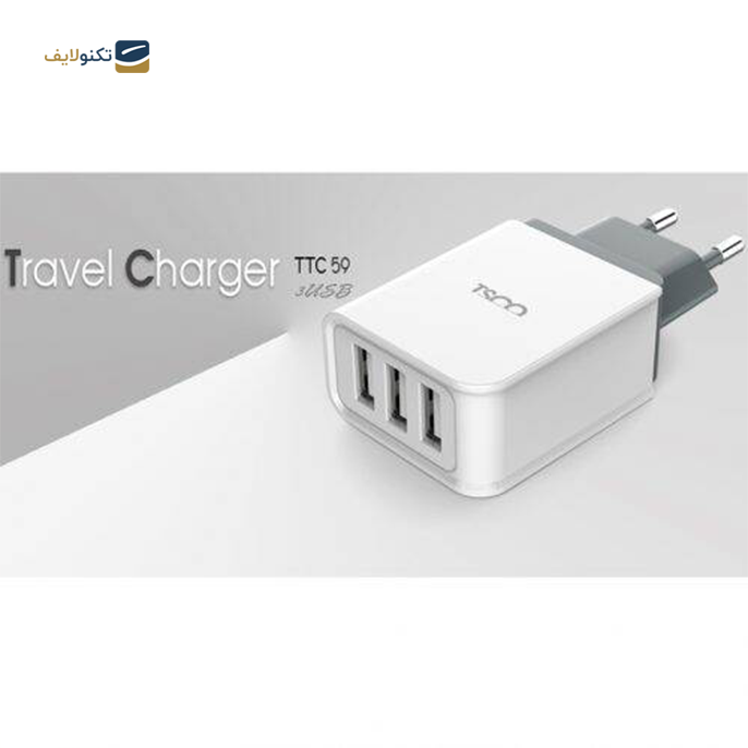  شارژر دیواری تسکو مدل TTC 59 - توان 15 وات - Tsco TTC 59 Wall Charger With Micro USB Cable