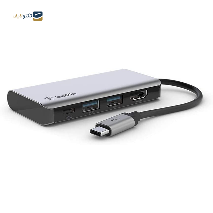 هاب USB-C بلکین 4 پورت مدل AVC006btSGY  - Belkin USB C Hub, 4-in-1 MultiPort Adapter