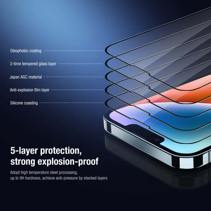 محافظ صفحه نمایش و لنز دوربین گوشی اپل iPhone 14 نیلکین مدل Amazing 2-in-1 HD - Amazing 2-in-1 HD full screen tempered glass screen protector for Apple iPhone 14
