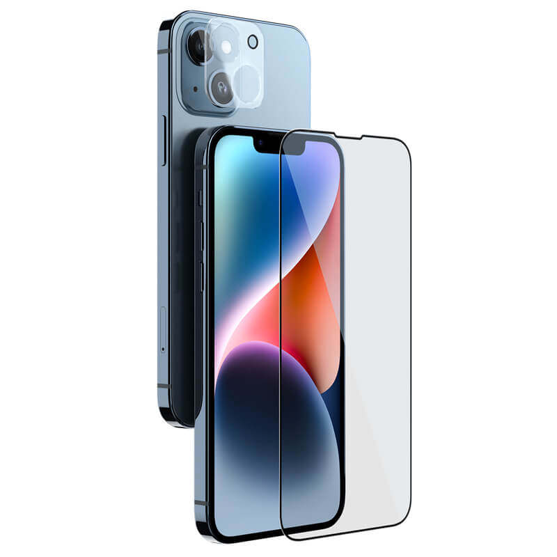 محافظ صفحه نمایش و لنز دوربین گوشی اپل iPhone 14 نیلکین مدل Amazing 2-in-1 HD - Amazing 2-in-1 HD full screen tempered glass screen protector for Apple iPhone 14