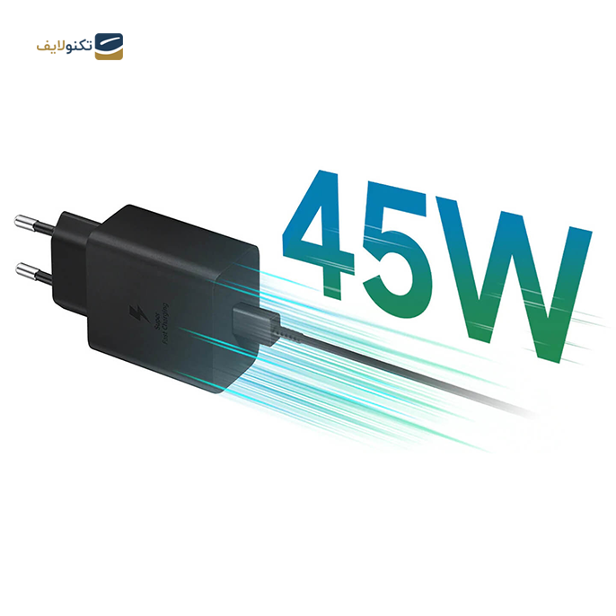 شارژر دیواری سامسونگ 5 ولت 3 آمپر بدون تبدیل مدل TA-845 توان 45 وات به همراه کابل تایپ سی - Travel Charger Samsung TA-845